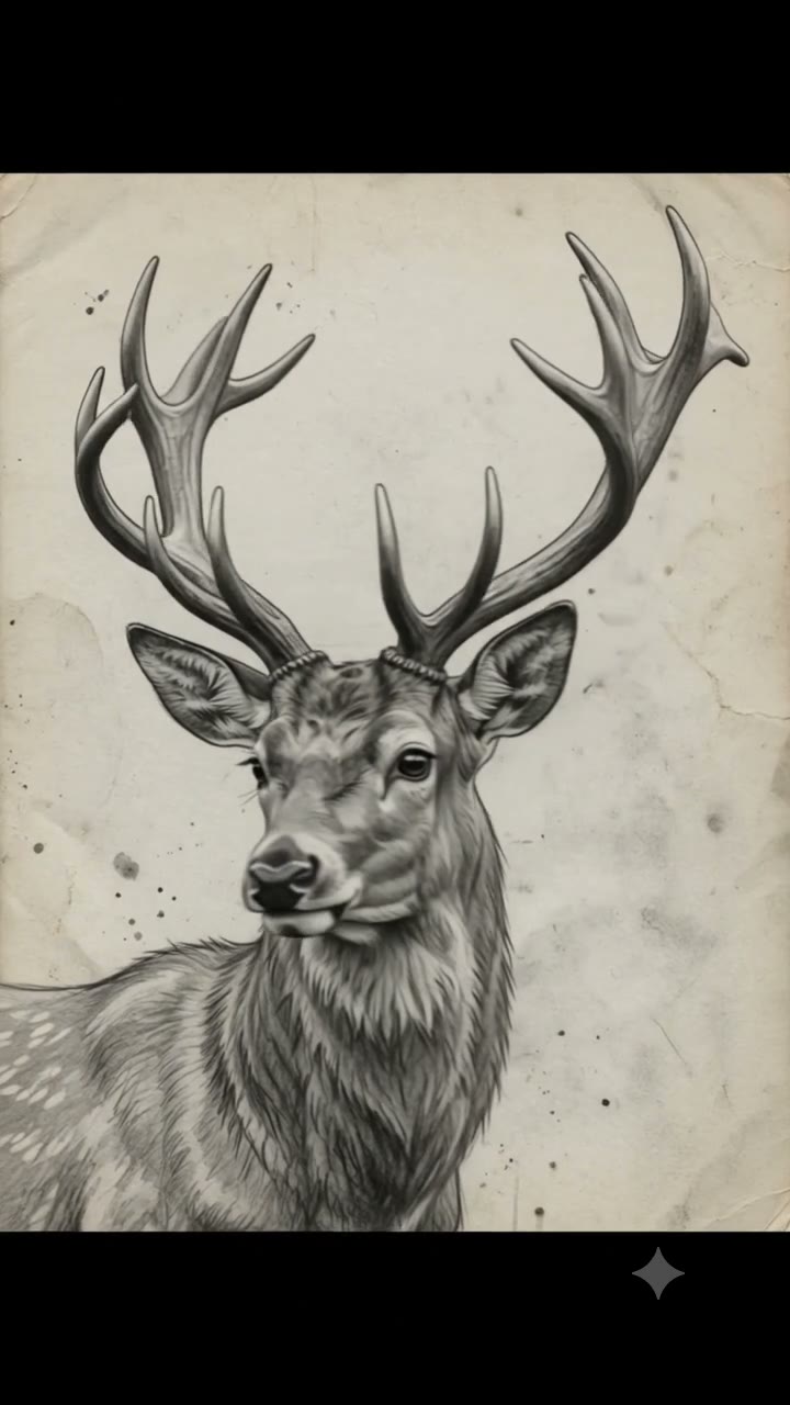 Charcoal-style whitetail buck